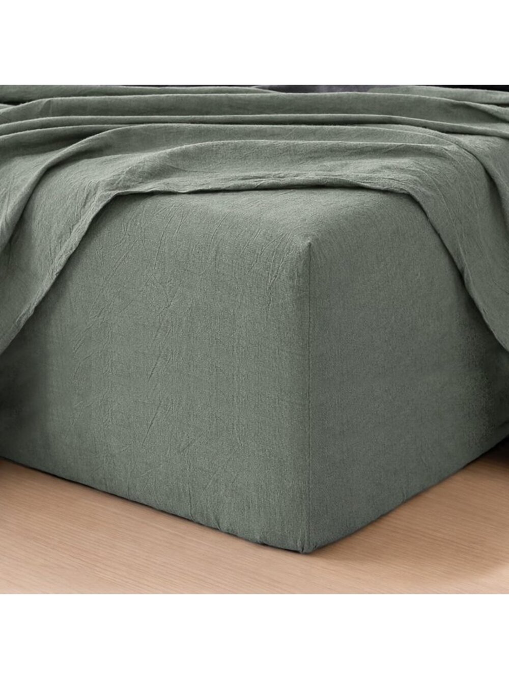 Extra Deep Pocket King Fitted Sheet - Soft Washed Cotton Linen-Like Bedding